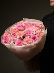 Дуо букет «Роза и диантус»