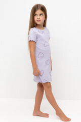 сорочка  для девочки  К 1180/лепесток орхидеи,контурное сердце