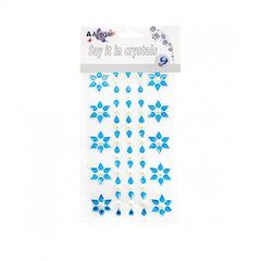 
          Наклейки-стразы Alingar, акриловые, " Цветочный узор", стразы-капельки (голубые), жемчуженки (белые), пакет с европодвесом