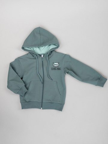 048_ОС25 Толстовка (пуловер) на молнии для мальчика, хаки