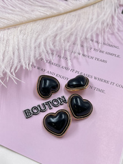 Пуговицы Сердце черные золото