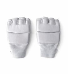 Перчатки каратэ с белой сеткой / натуральная кожа