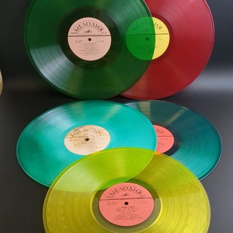 Набор из 5 цветных пластинок для декора. 5 Виниловых пластинок 12 дюймов 30 см.