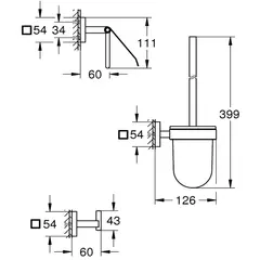 Набор аксессуаров GROHE Start Cube 3 в 1 (ёршик, крючек, держатель для бумаги) 41123DC0