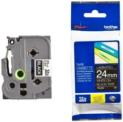 Картридж Brother TZe-355 с ламинированной лентой шириной 24 мм (белый шрифт на чёрном фоне)