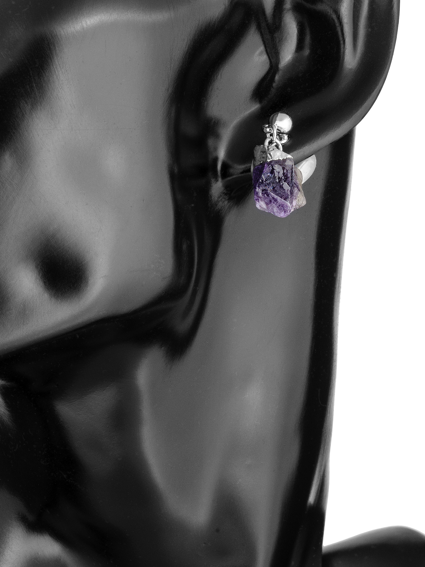 Клипсы на уши женские с аметистом