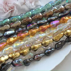 Бусины стеклянные, графитовый с переливами, фриформ 22*13 мм, 1 бусина, МК040