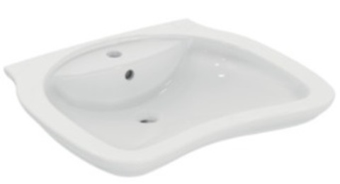 Ideal Standard Maia T531301 Раковина специальная 65X52 см, 1 отверстие под смеситель, с отверстием перелива, фронтальная сторона эргономично вогнута для облегчения использования человеком в инвалидной коляске