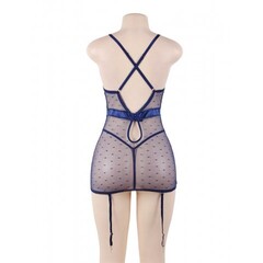 Сексуальное синее белье с подвязками и стрингами (размер M-L)