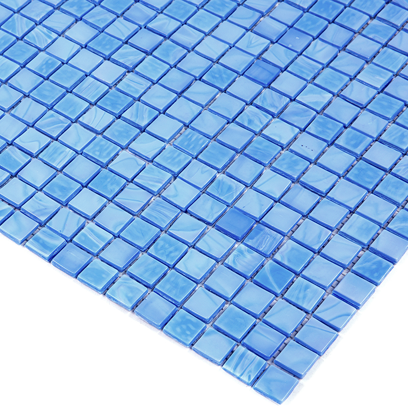NC0309 Мозаика одноцветная чип 15 стекло Alma Mono Color голубой квадрат глянцевый