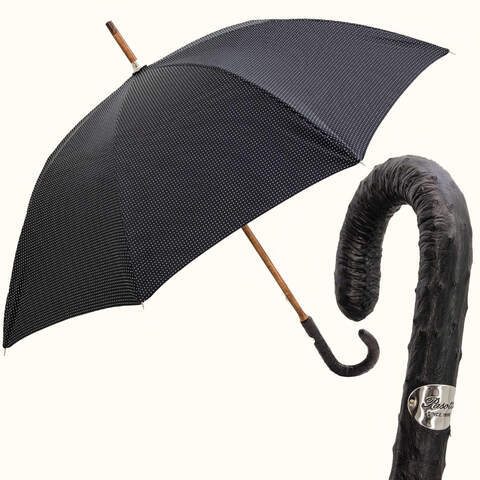 зонт-трость Pasotti ручка из страусиной кожи