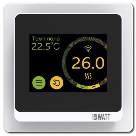 Умный терморегулятор/термостат сенсорный цветным дисплеем для тёплого пола wi-fi. Цвет Белый. IQWATT серия SMART HEAT. SMARTHEATWiFiWHITEA