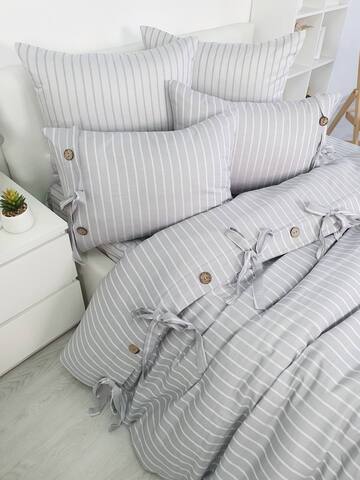 Постельное белье 2 спальное евро Grazie home D'Or серое