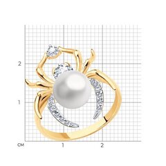 791191 - Кольцо ПАУК из золота с жемчугом и фианитами Swarovski