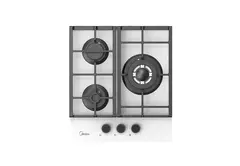 Варочная панель встраиваемая Midea MG449TGW, белая, чугунные решетки, 3 конфорки Варочная панель встраиваемая Midea MG449TGW, белая, чугунные решетки, 3 конфорки