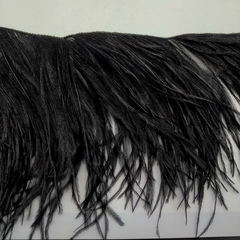 Премиум Тесьма  из перьев страуса на нитке в 2 слоя h 10-15 см., черный (10 метров)