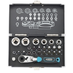 Набор бит и головок торцевых 1/4" магнитный адаптер сталь S2 пластик. кейс 26пр.Gross