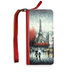 Клатч на молнии комбинированный "Улицы Парижа, красный