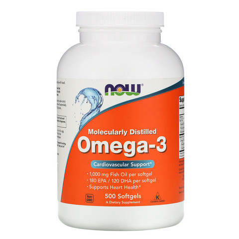 Now Foods, Omega-3, Molecularly Distilled, 500 Softgels