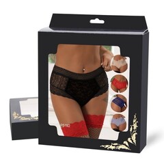 Трусики бразилиана Floral Lace, красные, M-L