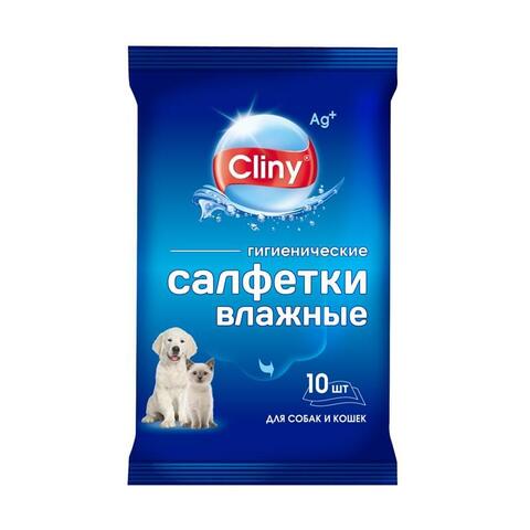 Cliny влажные гигиенические салфетки для собак и кошек 10 шт