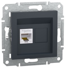 РОЗЕТКА С/У 1-ГНЕЗДО RJ45 CAT5E МЕХ АНТРАЦИТ ASFORA /SCHNEIDER/