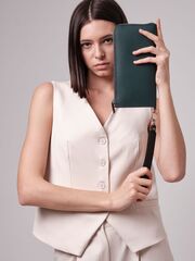 Клатч кожаный темно-зеленый