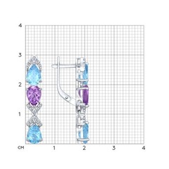 92021411 - Серебряные серьги с топазами и аметистами
