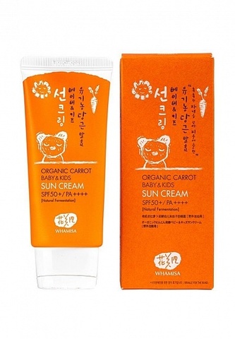 Детский солнцезащитный крем SPF 50+ / PA++++ Whamisa Organic Carrot Baby&Kids Sun Cream