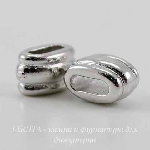 Бусина для шнура 6х2 мм TierraCast "Deco Barrel" 11х6х6 мм (цвет-платина) ()