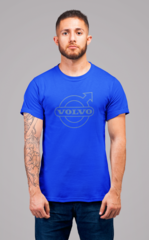 Мужская футболка с принтом Вольво (Volvo) синяя 002