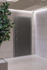 Входная металлическая дверь Бункер БН-06 черный кварц ФЛ-291 Бетон светлый