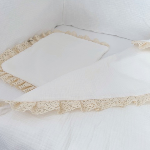 Одеяло муслин с кружевом "Молочный"