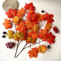 Кленовые листья на ветке Желто-оранжево-зеленые, осенние, 70 см., набор 2 ветки