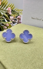 55135 - Серьги Trendy клевер из стали (lux) с агатом на английском замке