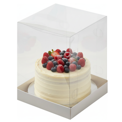Коробка под торт и кулич с прозрачным куполом, 150*150*140 мм, БЕЛАЯ