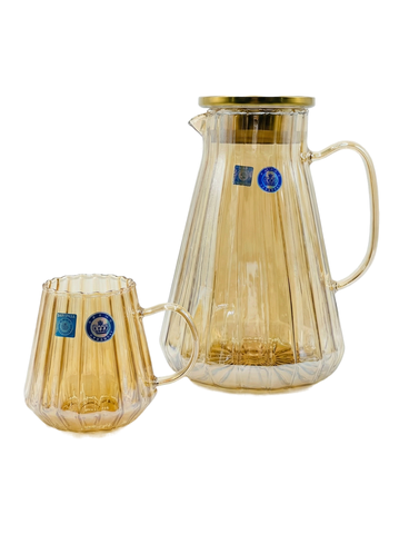 Набор графин 1700 мл и 6 кружек 370 мл - Золотистый - купить