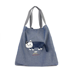 Сумка-шоппер большая с 2 отсеками на кнопке-магните, "MATILDASan", синий, 23-6038-2, KUSUGURU