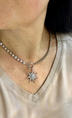 Колье цепочка комбинированное с подвеской солнце с замком тогл