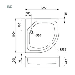 Поддон душевой 100х100 средний акриловый