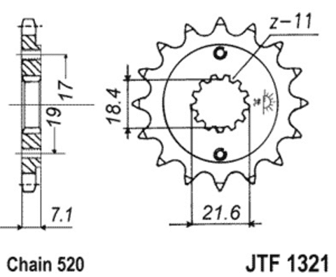 Звезда передняя JTF1321.14 для Honda CBR 250R