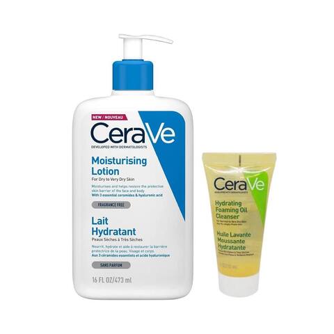 CeraVE Увлажняющий лосьон для сухой и очень сухой кожи лица и тела 473 мл+oil cleanser 15мл