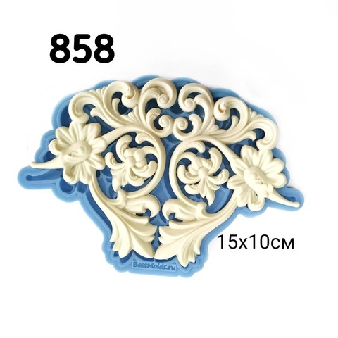 Молд Цветочный орнамент 15х10см, Арт.PO-0858, силикон