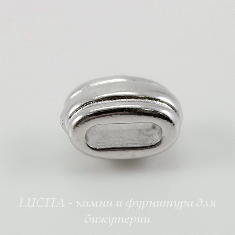 Бусина для шнура 6х2 мм TierraCast "Deco Barrel" 11х6х6 мм (цвет-платина) ()