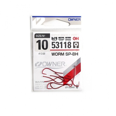 Купить рыболовный крючок Owner Worm SP-BH bloody red №10 (8 шт)