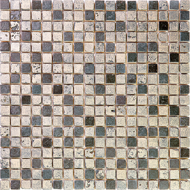 RDK-1 Итальянская мозаика травертин Skalini Royal dark черный серый квадрат