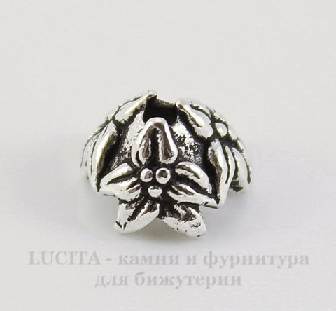 Шапочка для бусины TierraCast "Жасмин" (цвет-античное серебро) 7х4 мм