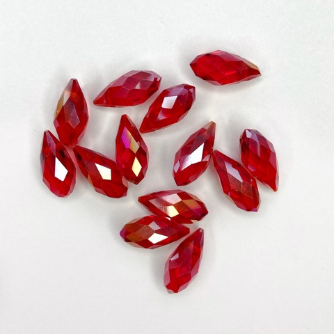 Бусины бриолеты капли, 12*6 мм, цвет красный