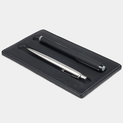 Подставка для ручек из кожи теленка, черного цвета