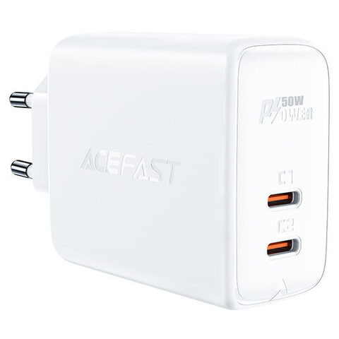 Зарядное устройство ACEFAST A29 PD50W GaN USB-C+USB-C dual port charger (EU), белый